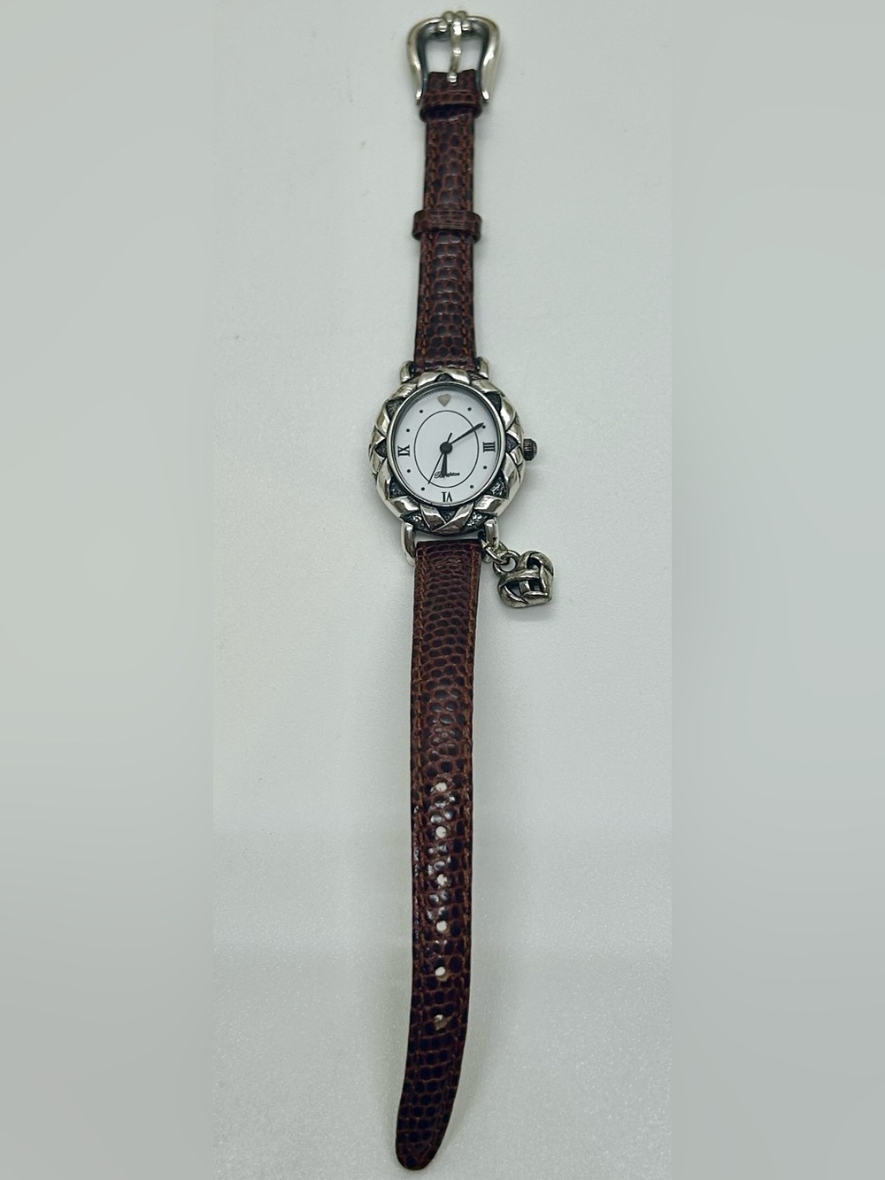 Brighton Vintage Carmel Women’s Quartz Watch Brown Leather Strap Heart Toggle